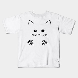 outline cat face drawing Kids T-Shirt